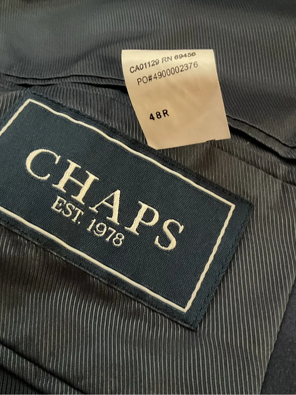 Chaps Navy Blue Two-Button Sport Coat 48R - looks and feels like suede.